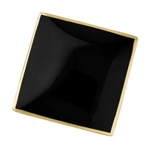 9ct Yellow Gold Whitby Jet King's Coronation Hallmark Large Rhombus Ring D