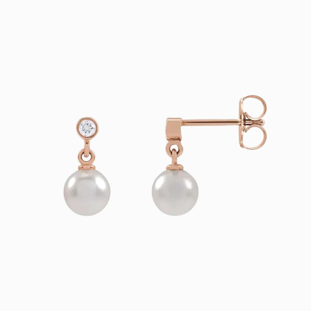 Akoya Pearl & Diamond Drop Earrings