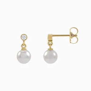 Akoya Pearl & Diamond Drop Earrings