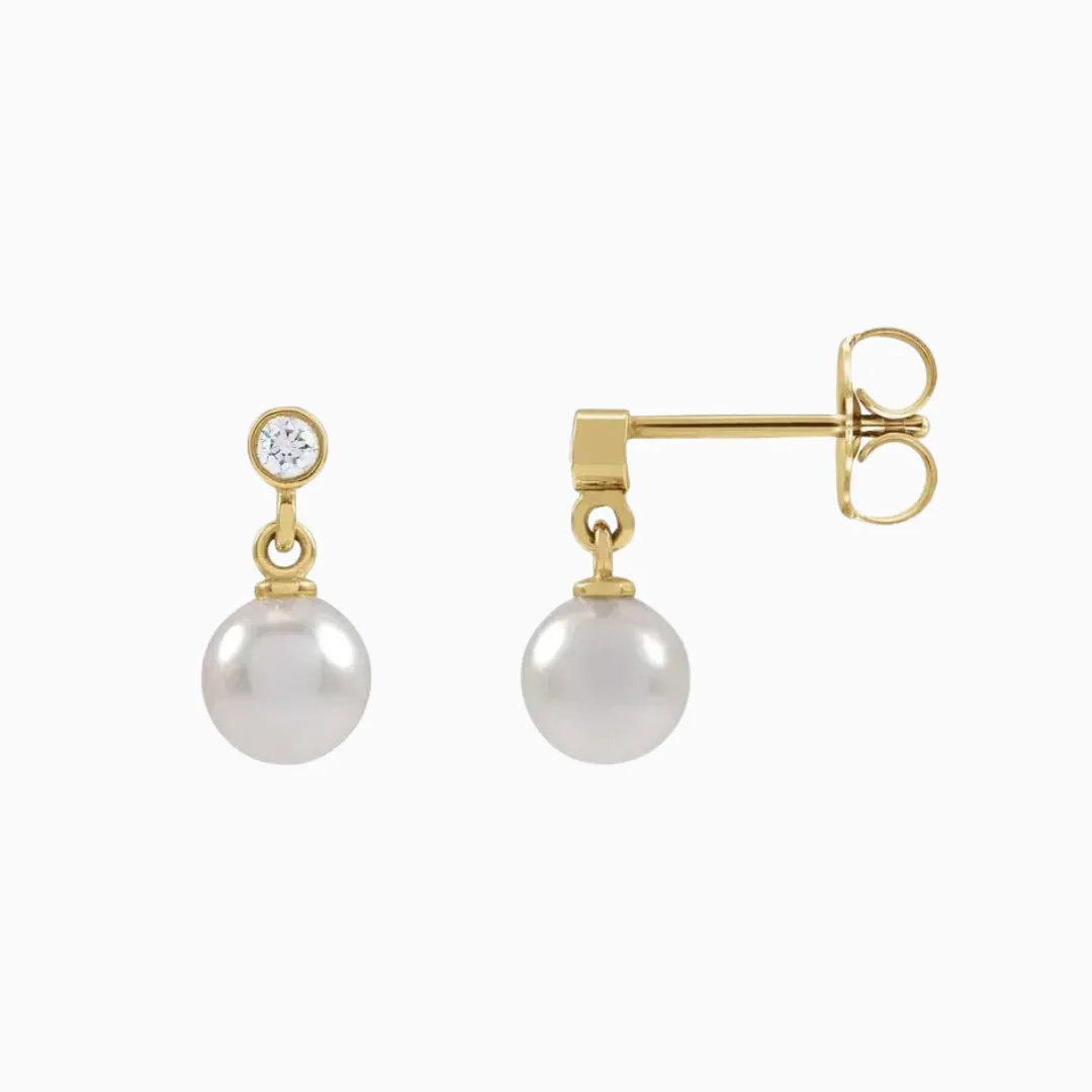 Akoya Pearl & Diamond Drop Earrings