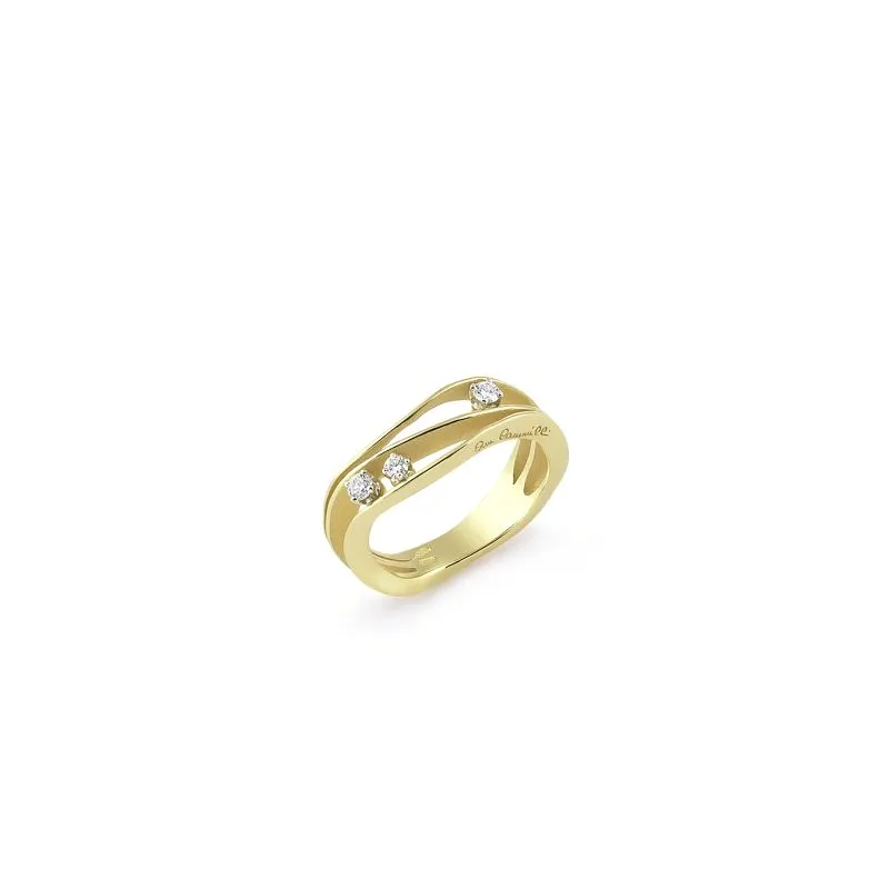 Annamaria Cammilli 18ct Lemon Bamboo Gold 0.19ct Diamond Dune Series Ring
