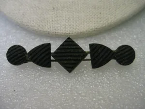Antique Early 1900s Mourning Brooch, Black Quilted Glass (Crepe Onyx) Bar Brooch - 2.25" wide
