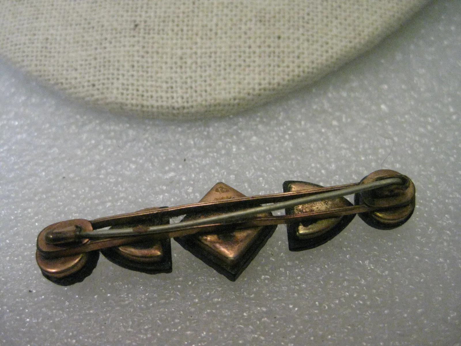 Antique Early 1900s Mourning Brooch, Black Quilted Glass (Crepe Onyx) Bar Brooch - 2.25" wide
