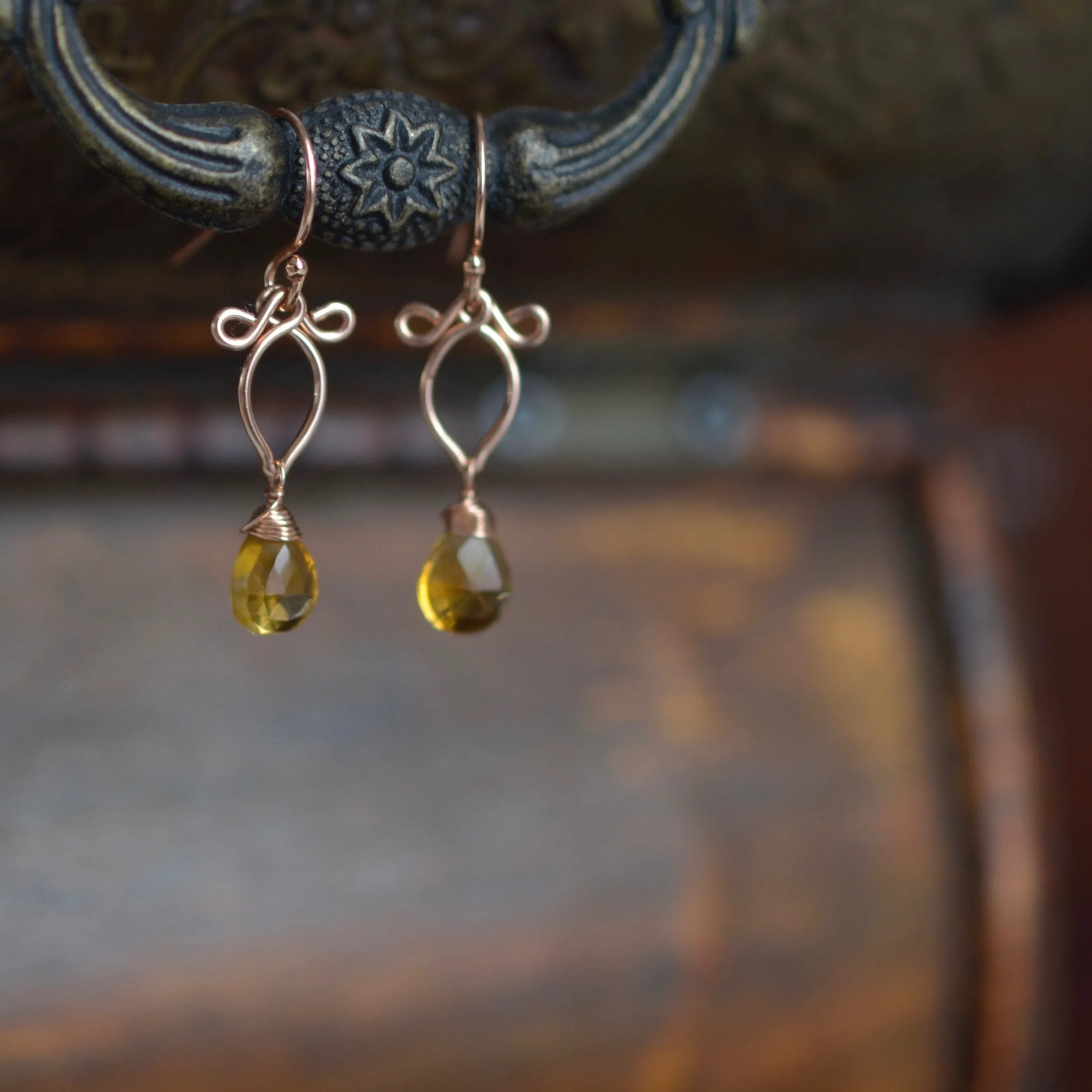 Arabella - Citrine, 14k Rose Gold Filled Earrings