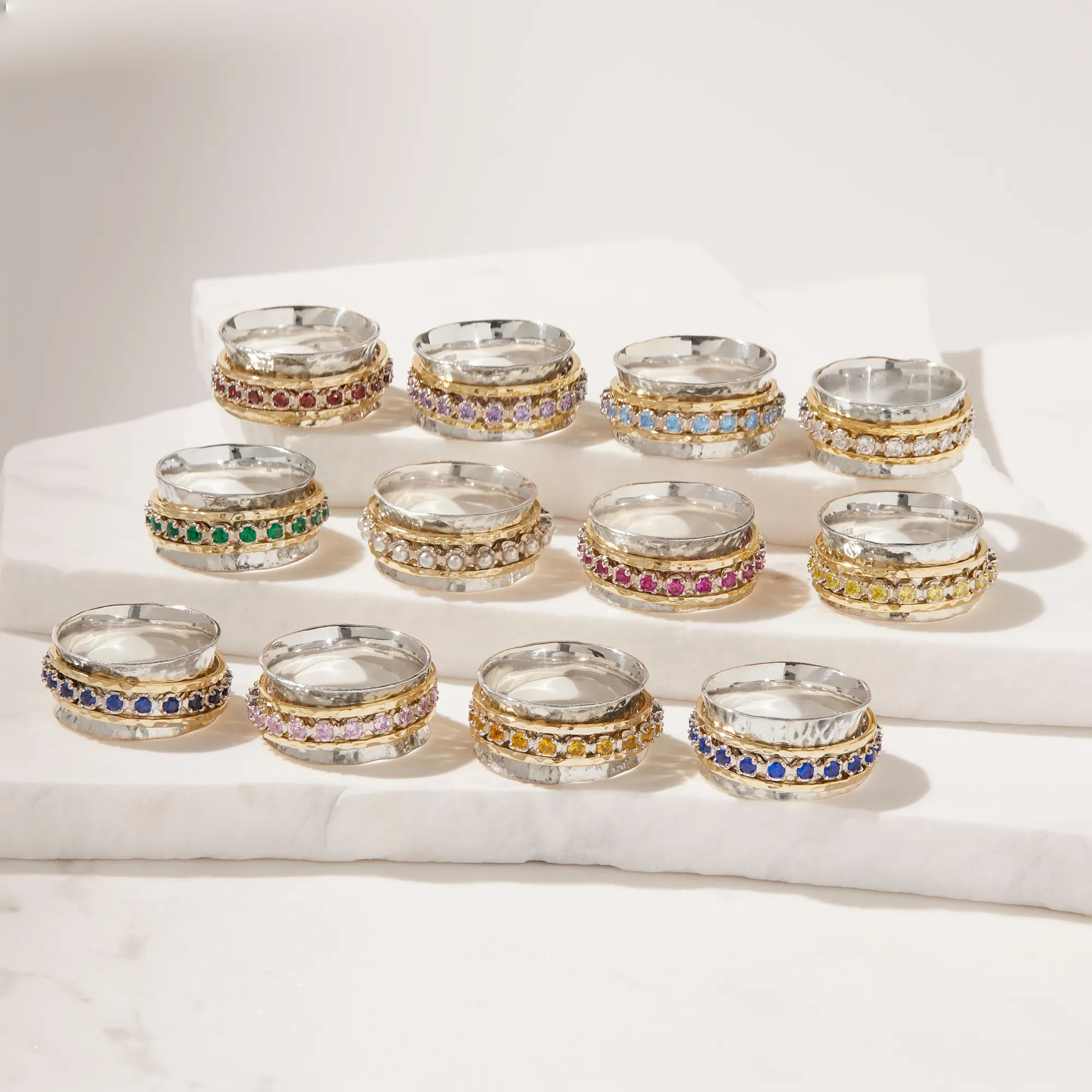 Aria Birthstone Spinner Ring  - April