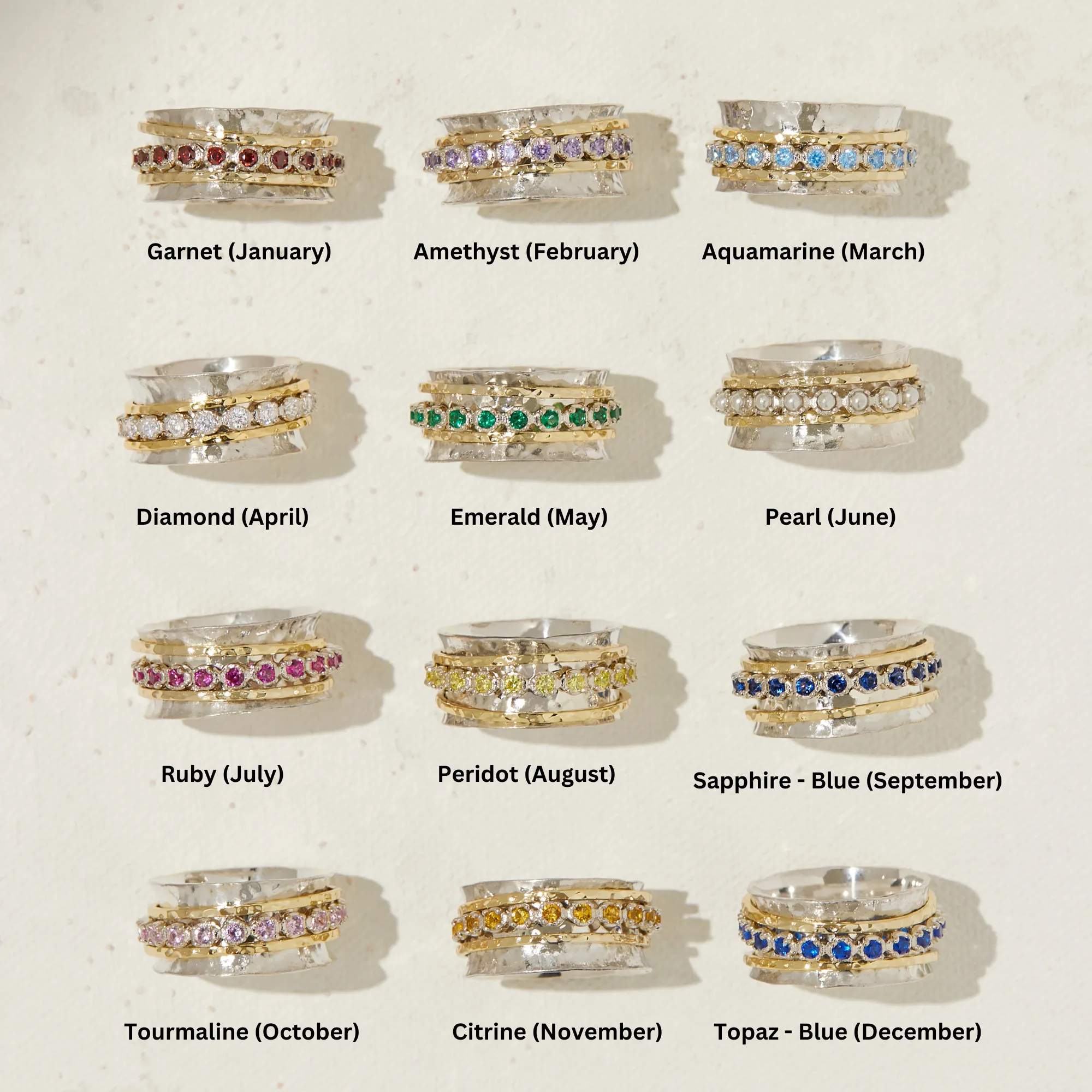 Aria Birthstone Spinner Ring  - April