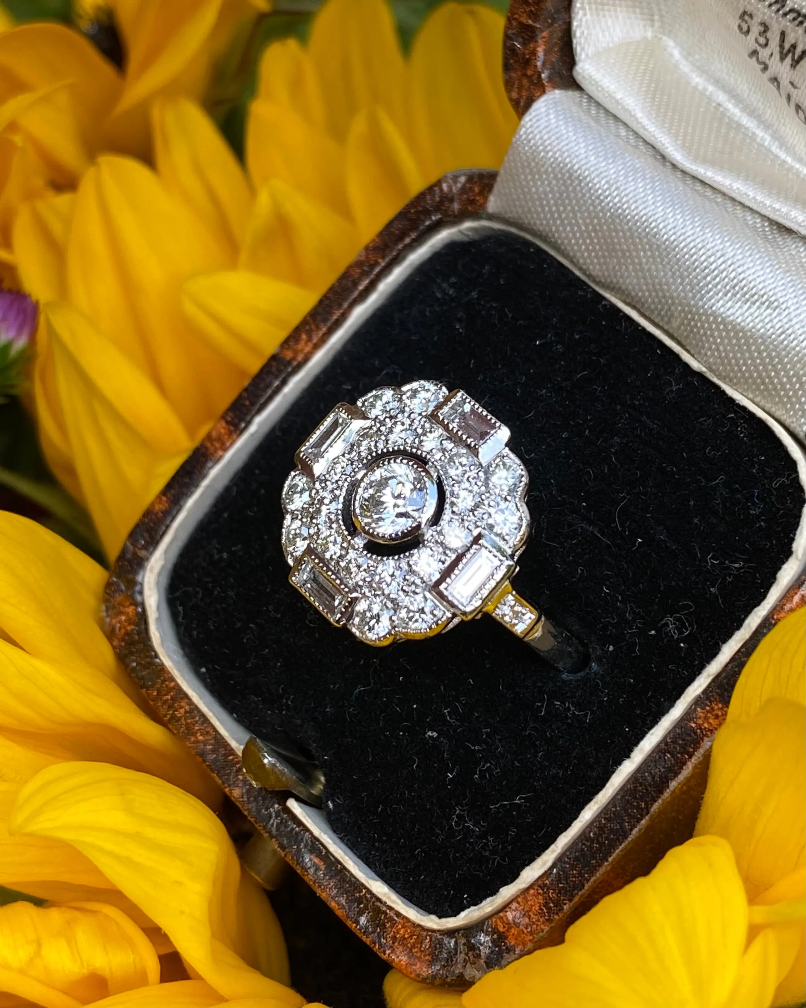 Art Deco Diamond Cluster Platinum Ring 1.20ct
