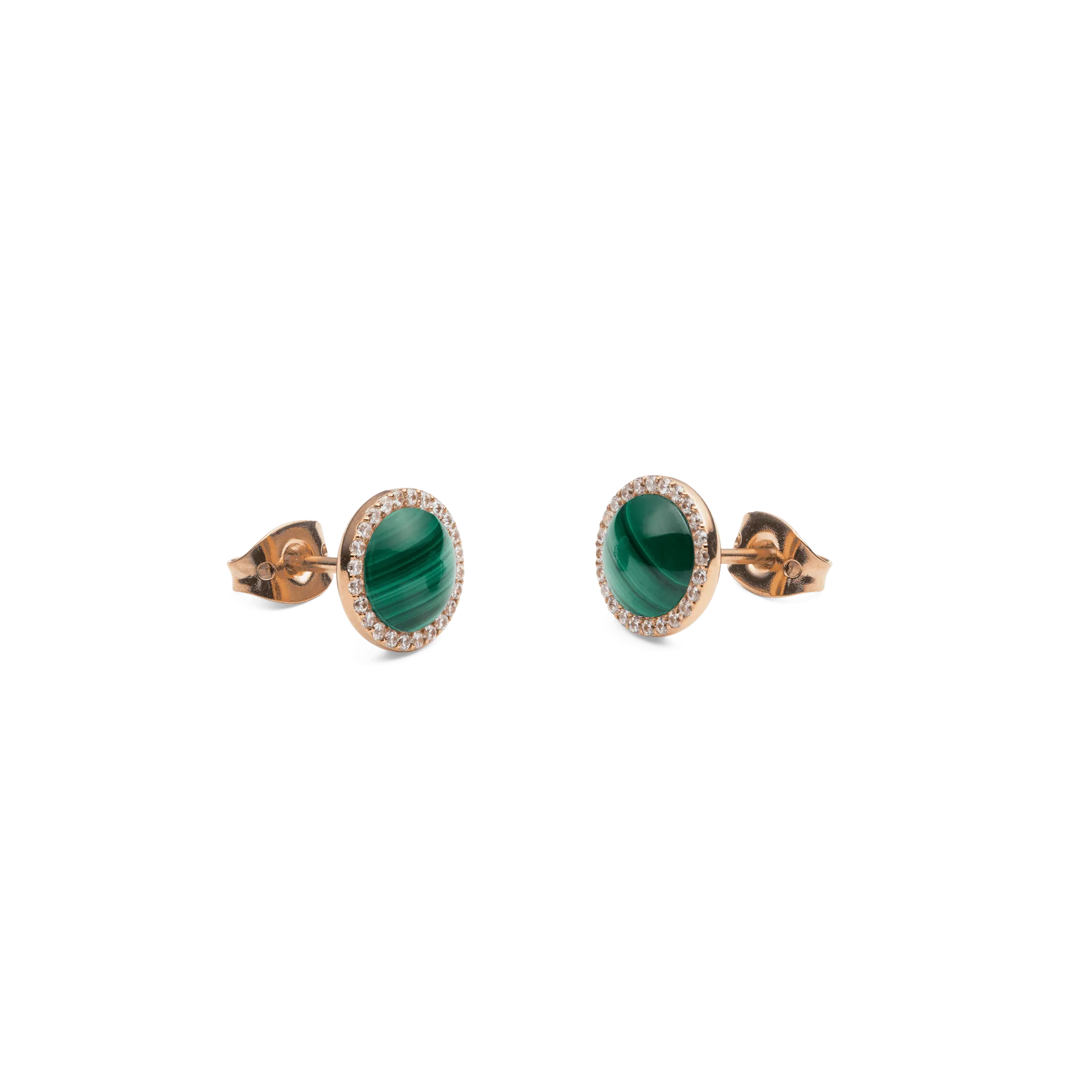 Audrey Earrings Malachite Rose Gold