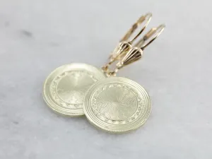 Beautiful Cufflink Conversion Drop Earrings in Yellow and Green Gold