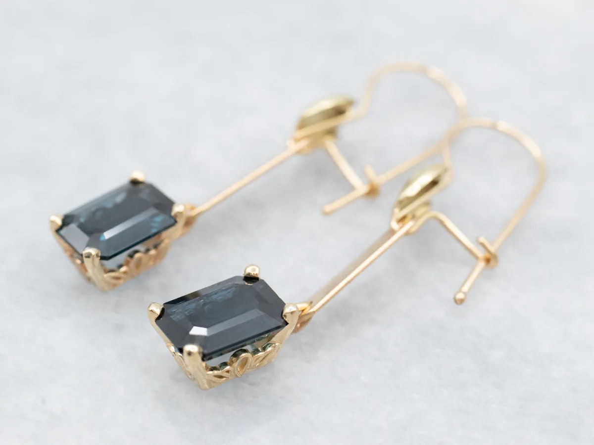 Botanical Blue Sapphire Drop Earrings