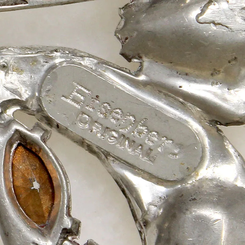 Bountiful Eisenberg Original Crystal & Sterling Bow Brooch