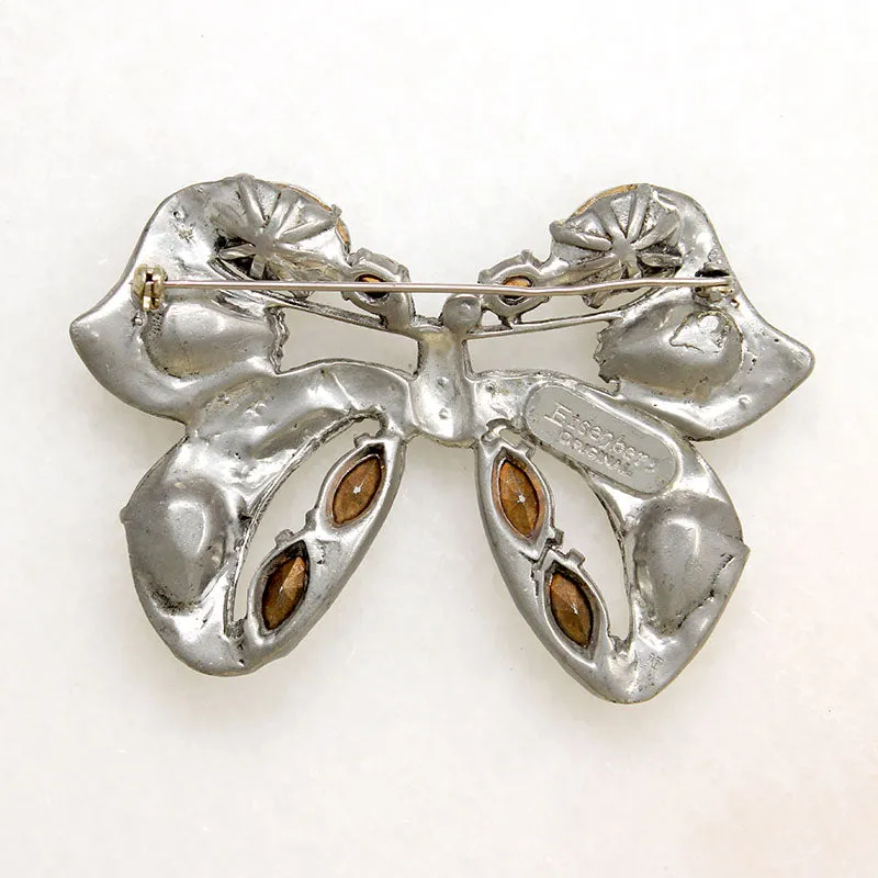 Bountiful Eisenberg Original Crystal & Sterling Bow Brooch