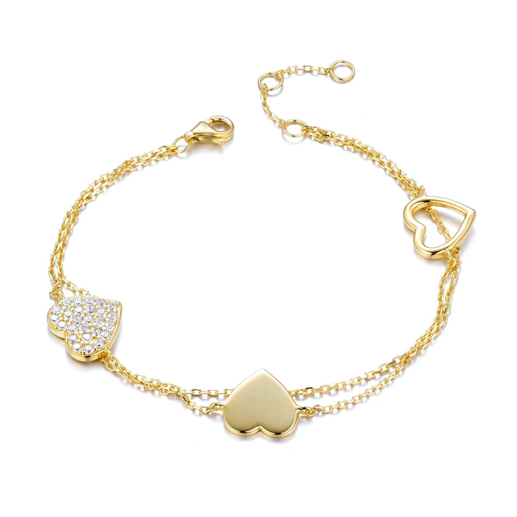 Bracelet in 925 silver gilded with 18k yellow gold assembled with zirconium oxide