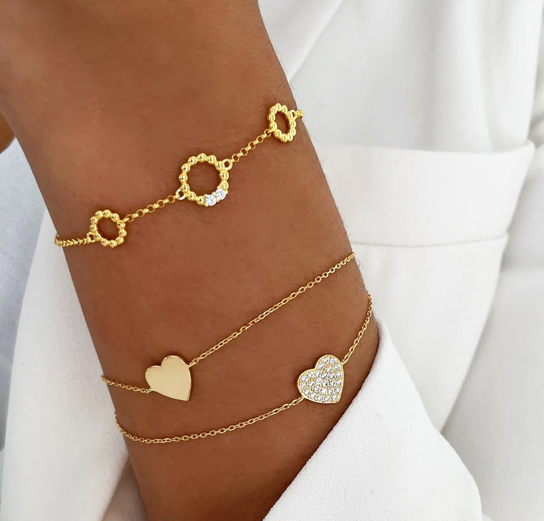 Bracelet in 925 silver gilded with 18k yellow gold assembled with zirconium oxide