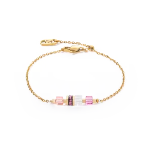 Bracelet Mini Cubes & Chain gold-pink