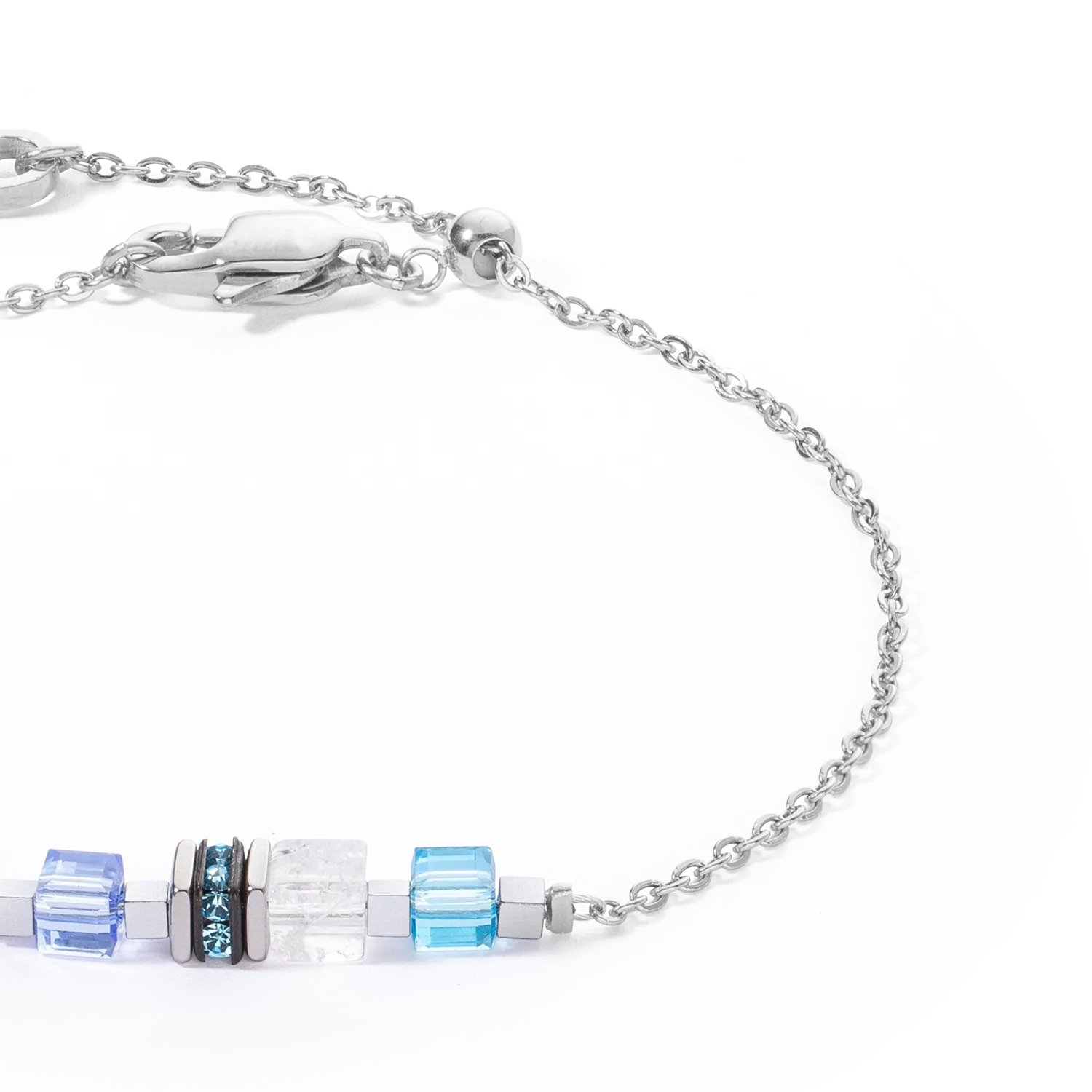 Bracelet Mini Cubes & Chain silver-blue