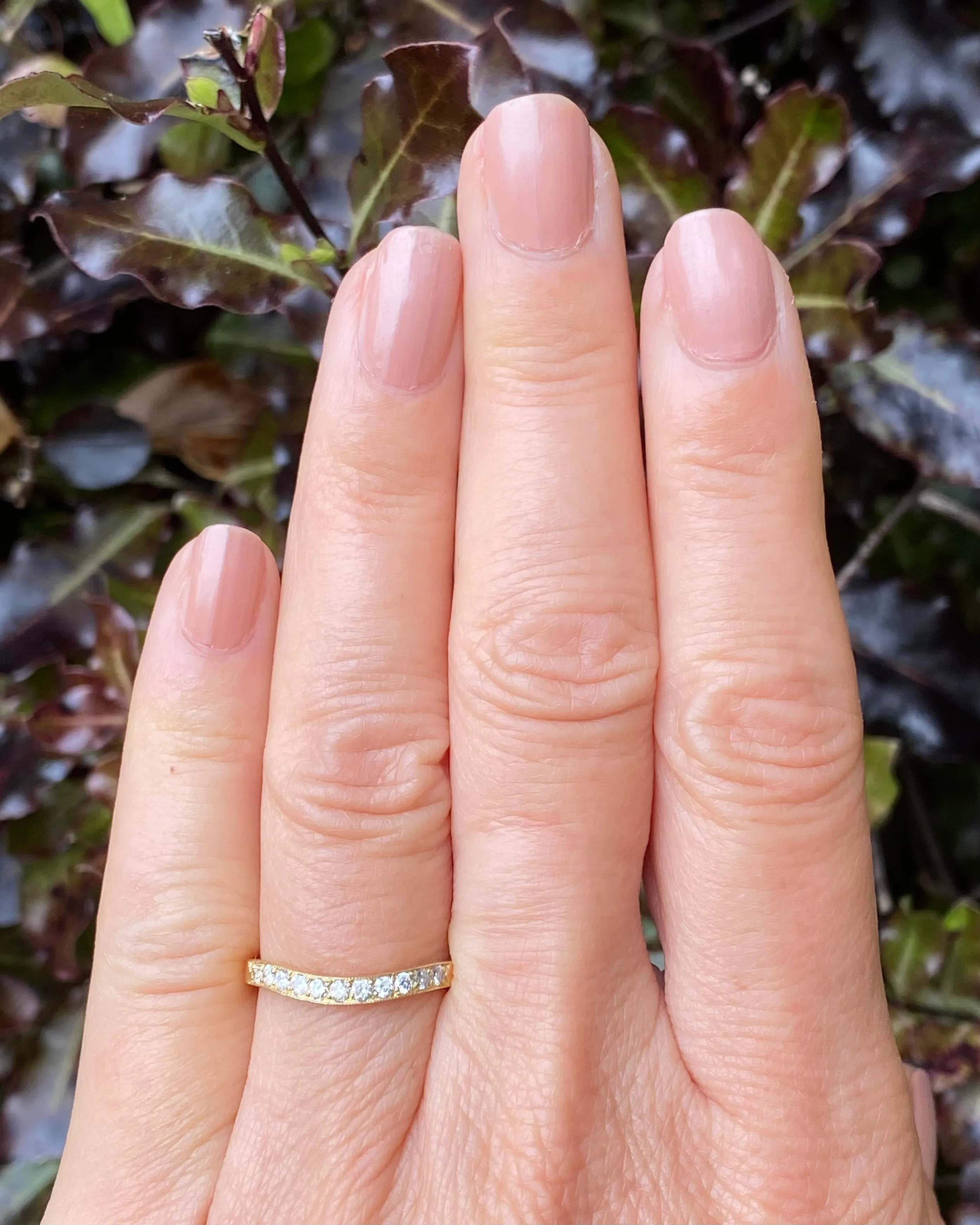 Brilliant Cut Diamond Contoured Half Eternity Wedding Ring 0.35ct 18ct Yellow Gold