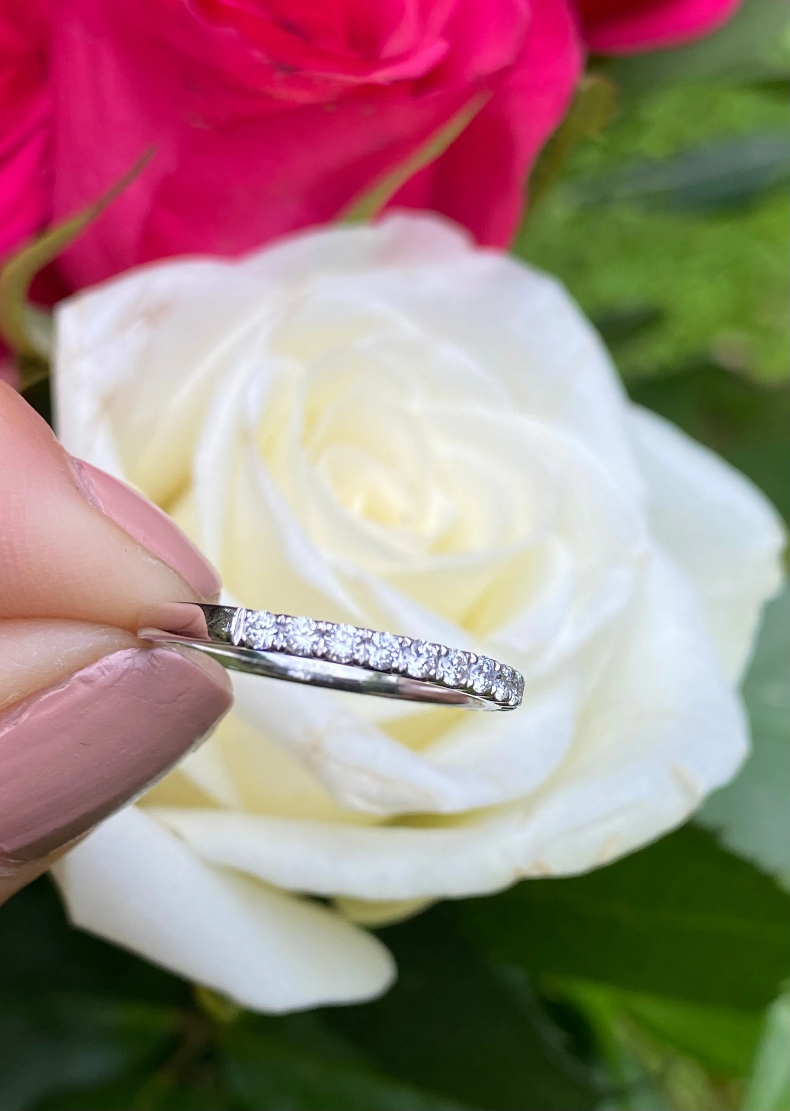 Brilliant Cut Diamond Half Eternity Wedding Ring 0.37ct 18ct White Gold
