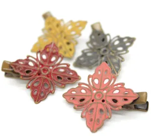 Buttercup Hair Clip - Hand Painted Ladybug Metal Filigree on Alligator Clip