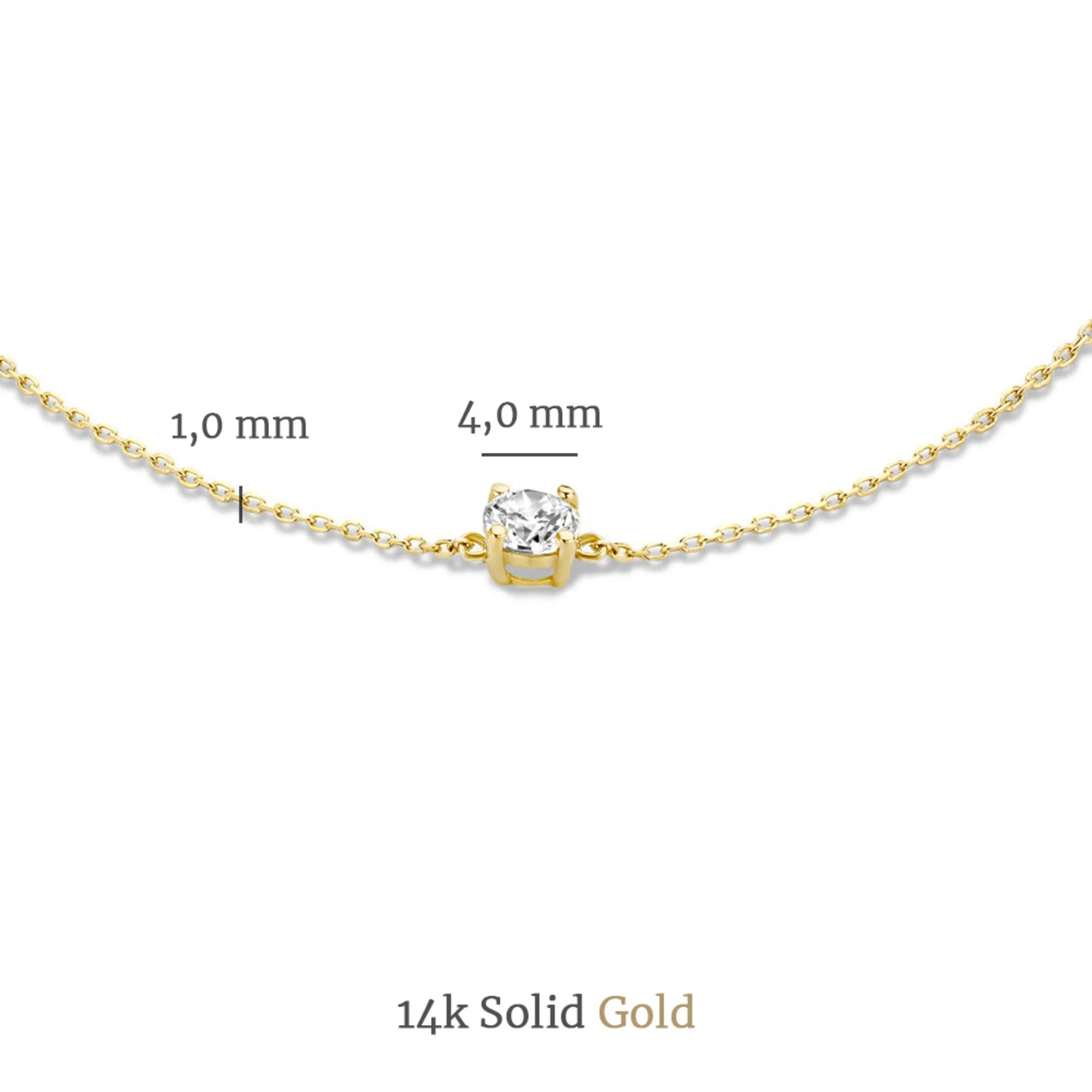 Cadeau d'Isabel 14 karat gold necklace & bracelet set with zirconia
