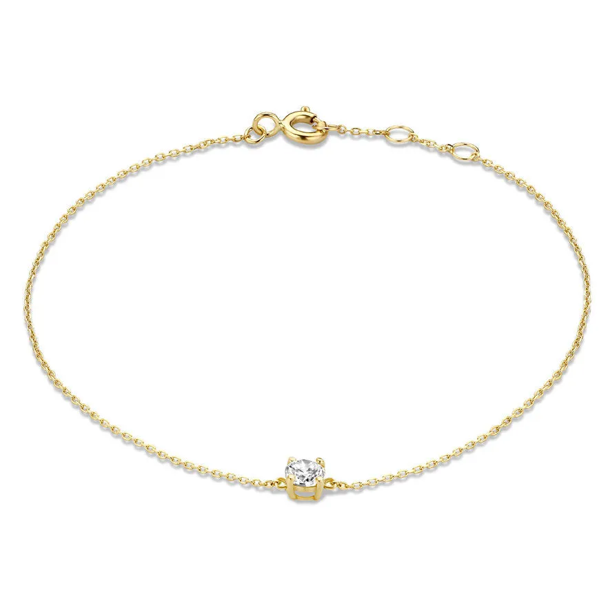 Cadeau d'Isabel 14 karat gold necklace & bracelet set with zirconia