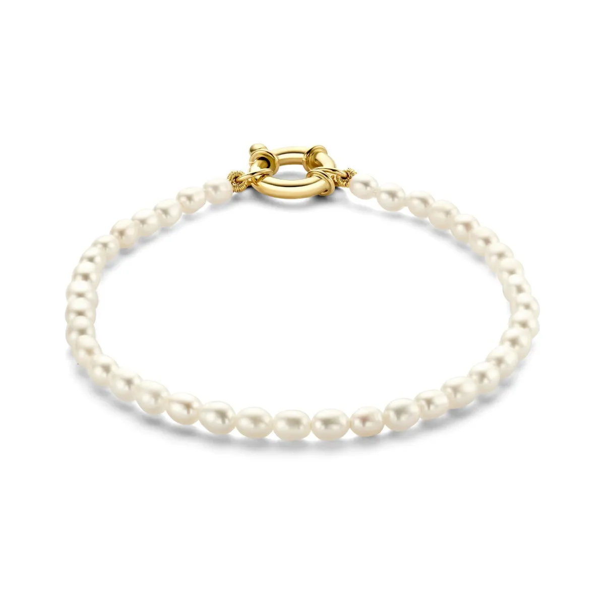 Cadeau d'Isabel 14 karat gold necklace and bracelet with pearls