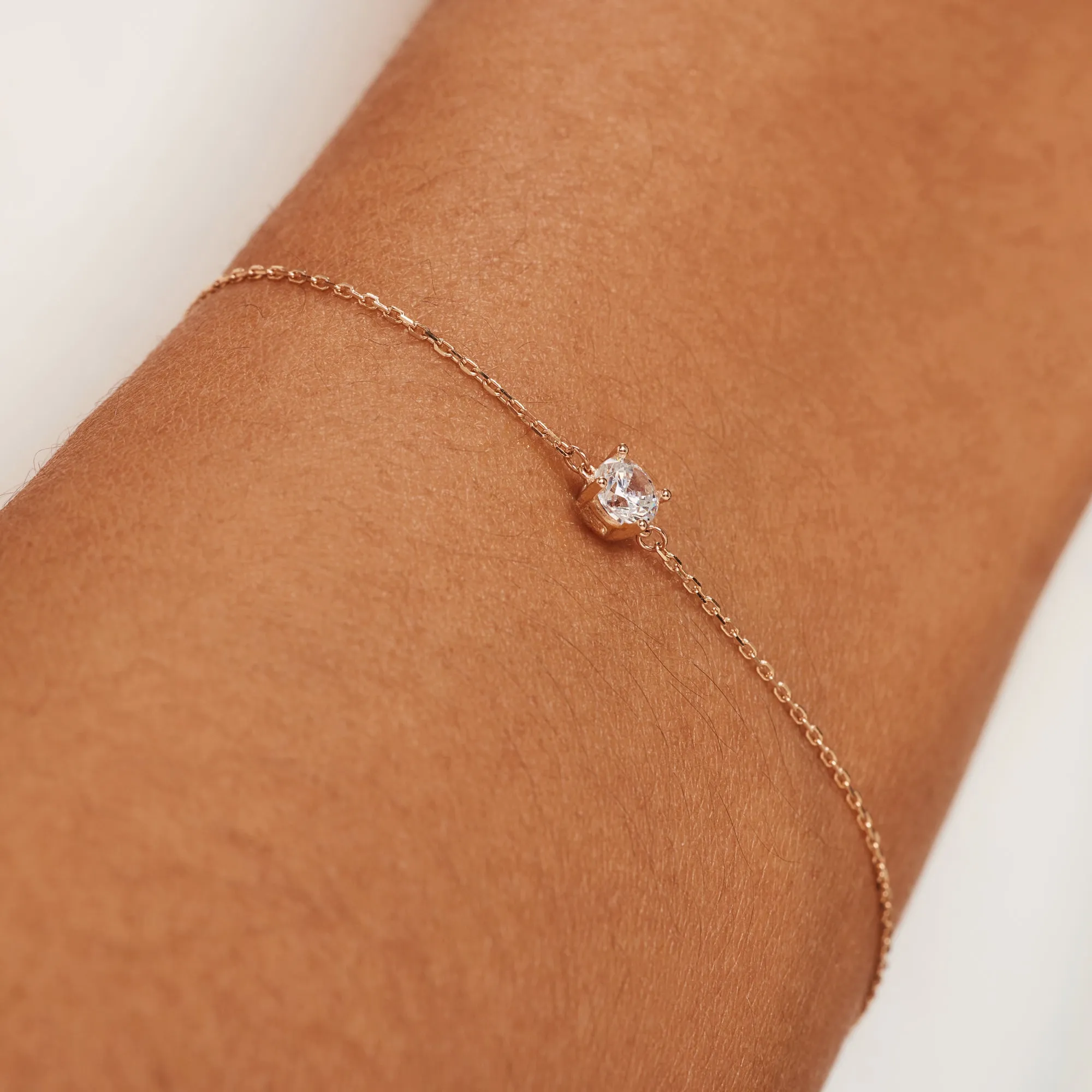 Cadeau d'Isabel 14 karat rose gold necklace & bracelet with zirconia