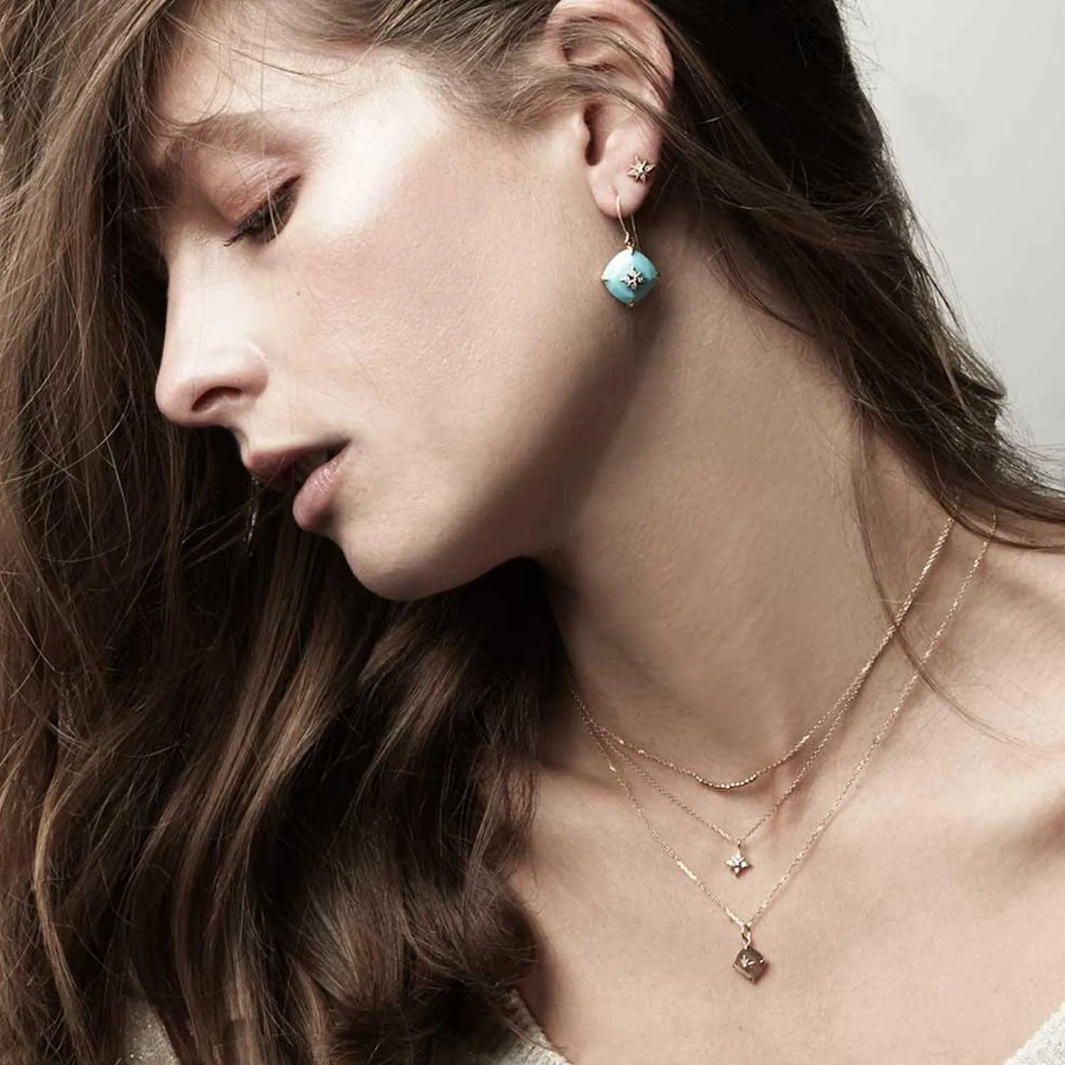 Celeste Star Ear Studs Diamond - 18k Gold