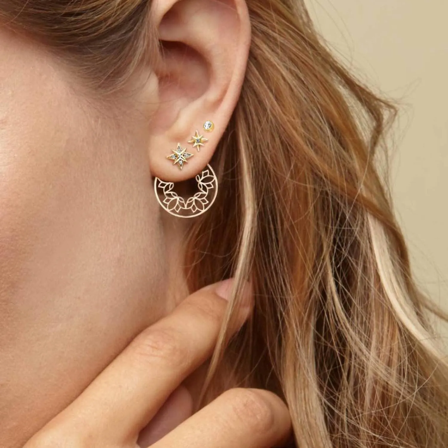 Celeste Star Ear Studs Diamond - 18k Gold