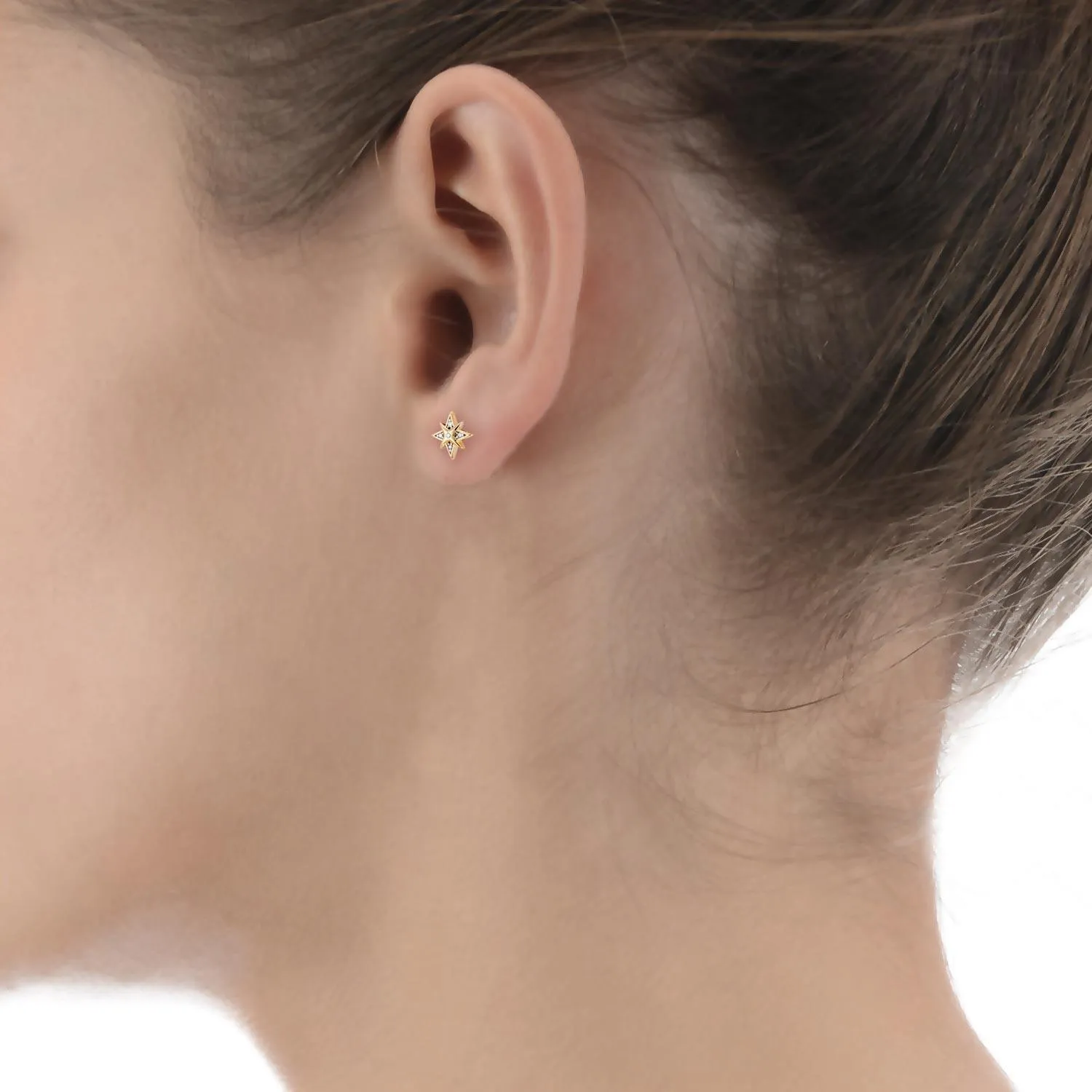 Celeste Star Ear Studs Diamond - 18k Gold
