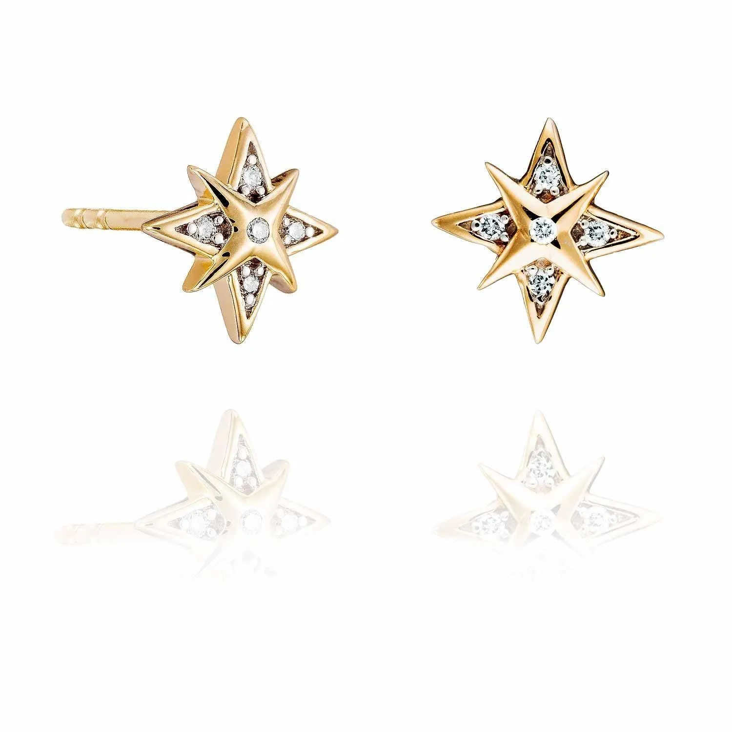 Celeste Star Ear Studs Diamond - 18k Gold