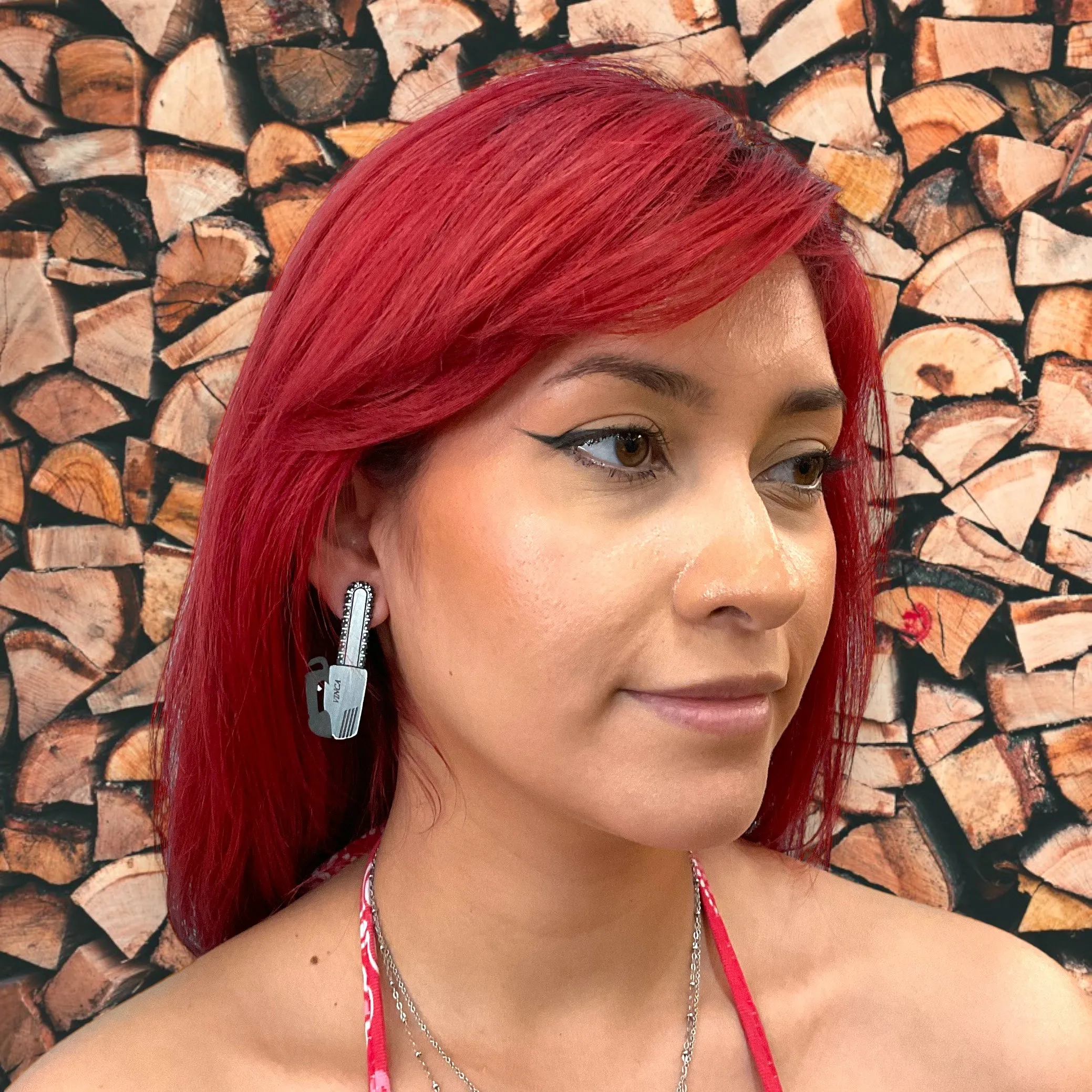 Chainsaw Stud Earrings