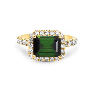 Charles Krypell Precious Pastel Green Tourmaline and Diamond Ring in 18K Yellow Gold
