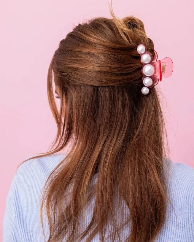 Claw Clip - Pink Acrylic   Pearl