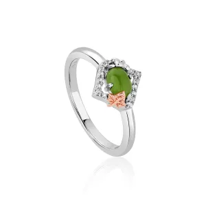 Clogau Ivy Leaf Green Jasper White Topaz Sterling Silver Stacker Ring