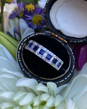 Contemporary Style Sapphire and Diamond Half Eternity Ring 0.58ct   0.90ct 18ct White Gold