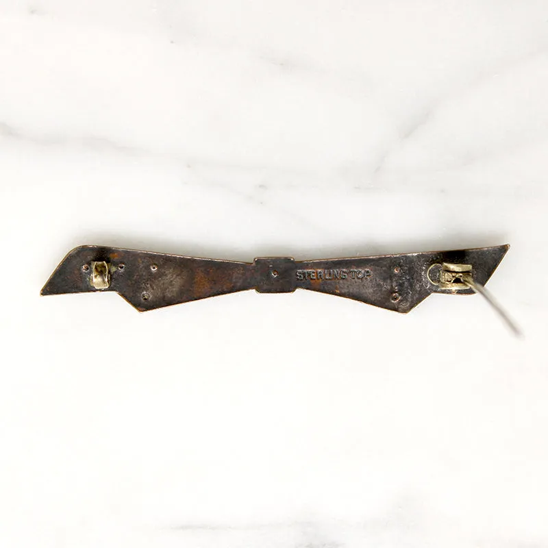 Crisp Little Paste-Spangled Bow Brooch
