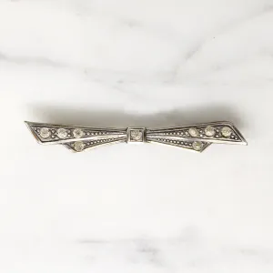Crisp Little Paste-Spangled Bow Brooch
