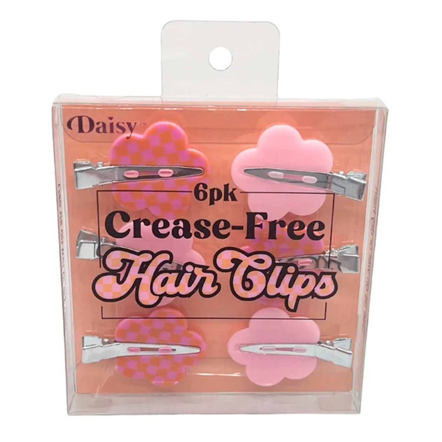 Daisy Checker Shaped Dent Free Hair Clips 6pk