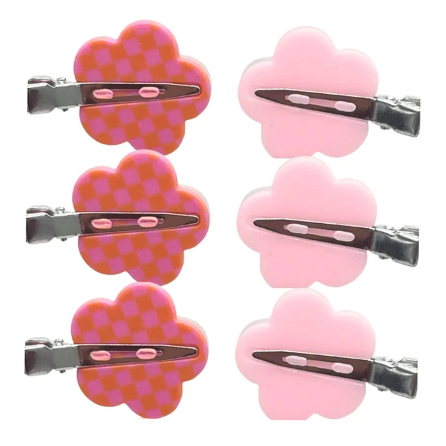 Daisy Checker Shaped Dent Free Hair Clips 6pk