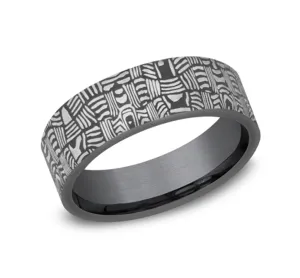 Darkened Tantalum ??The Basket Weave?? 6.5mm European Comfort Fit Wedding Band