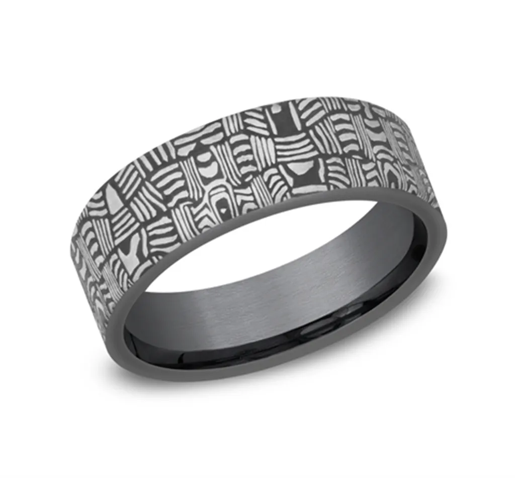 Darkened Tantalum ??The Basket Weave?? 6.5mm European Comfort Fit Wedding Band