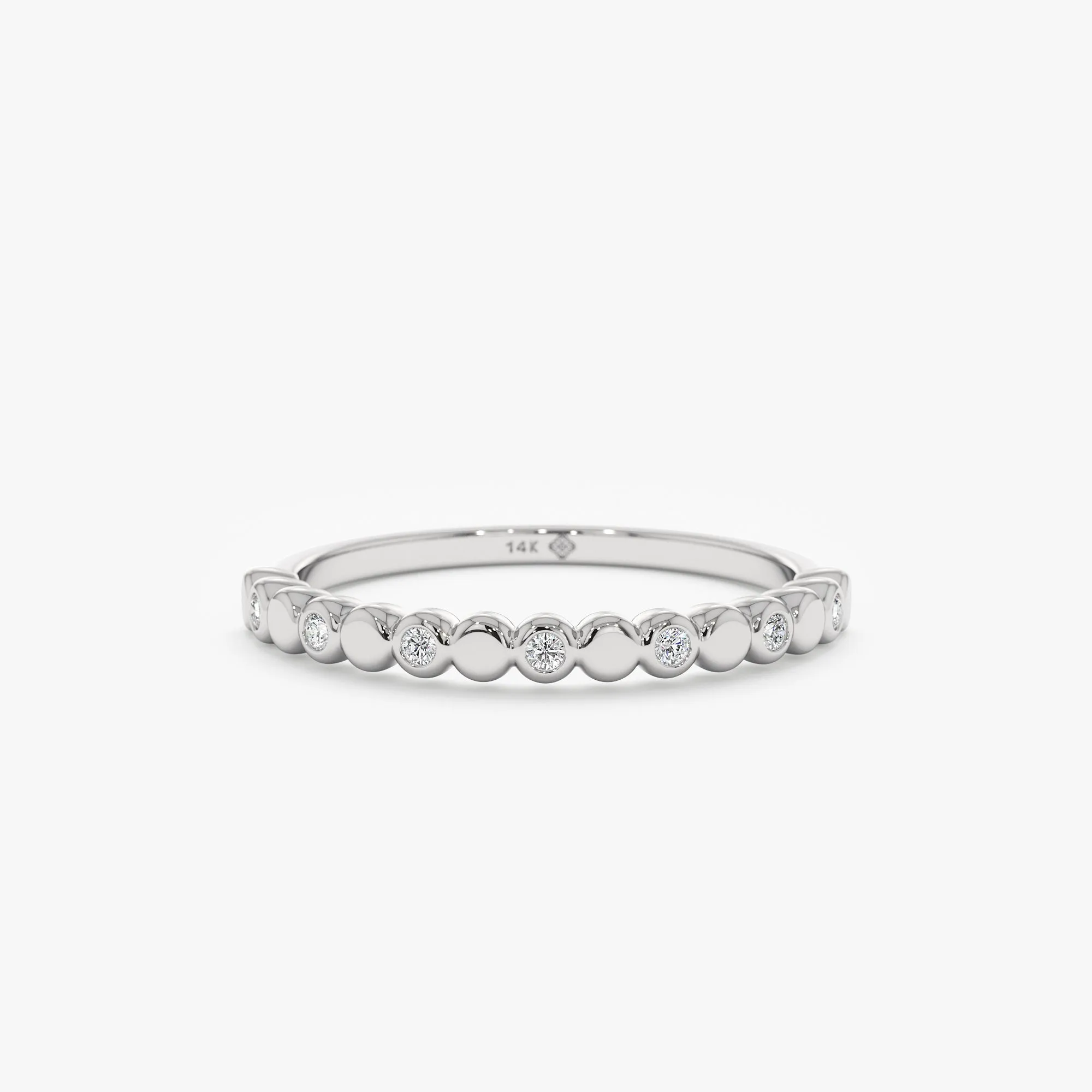 Diamond and Plain Gold Dot Ring, Fatima