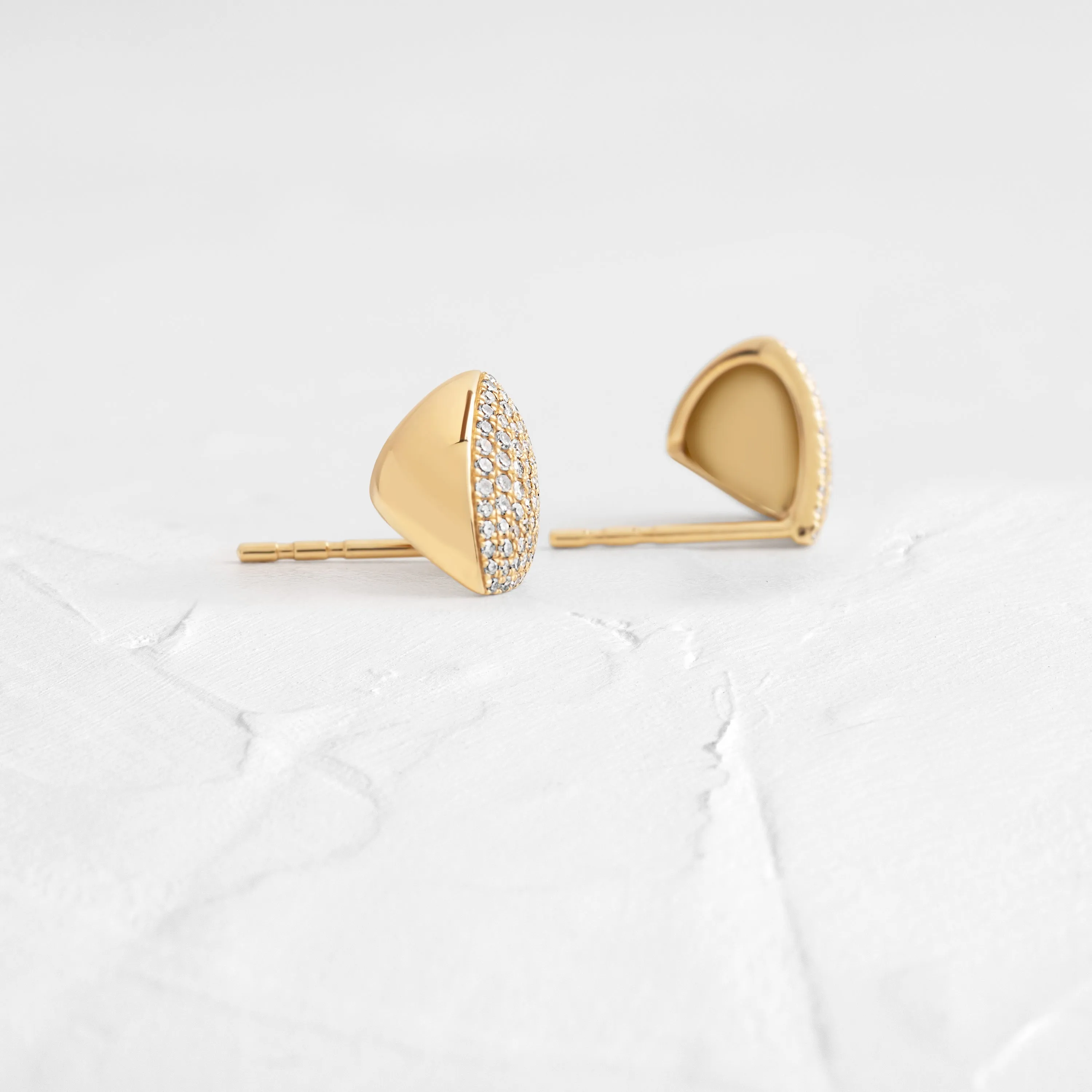 Diamond Solid Chevron Stud Earrings - In Stock
