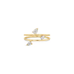 Double Ring with Three Diamonds
