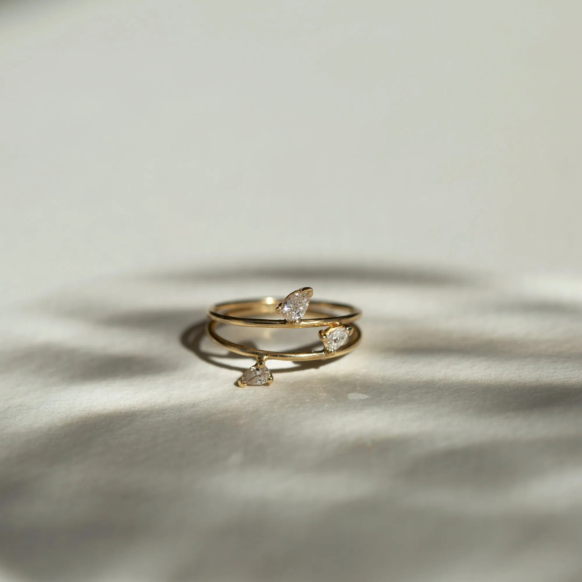 Double Ring with Three Diamonds