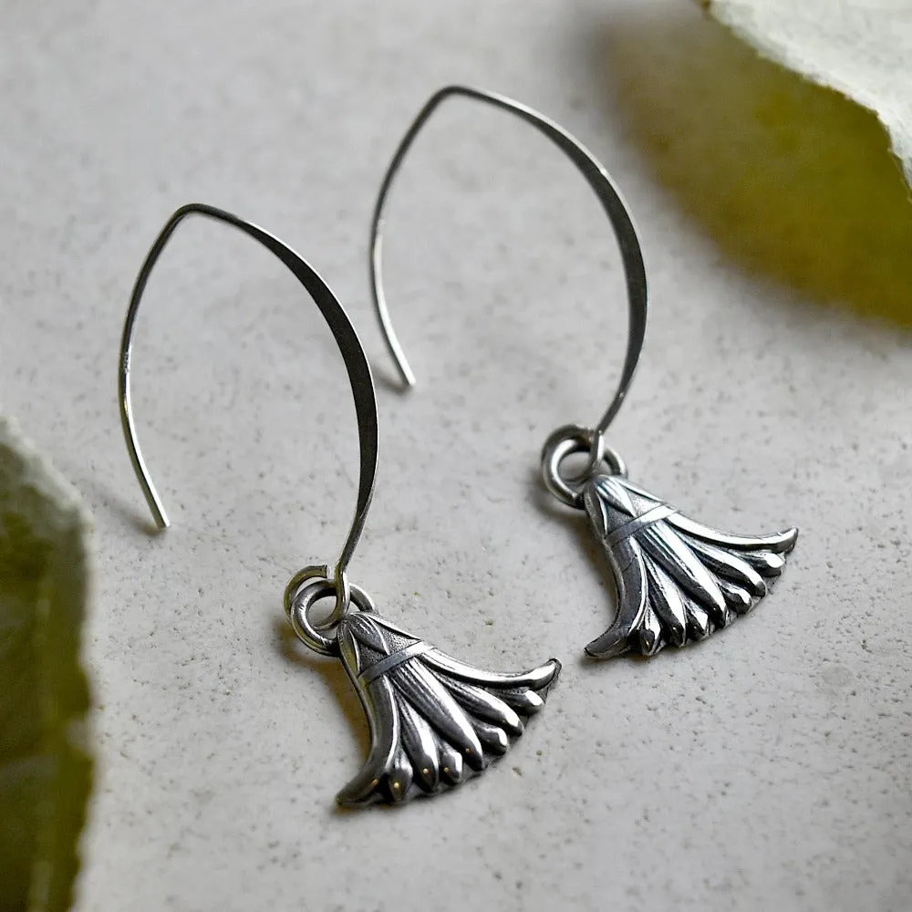 'Egyptian Revival' Silver Drop Earrings