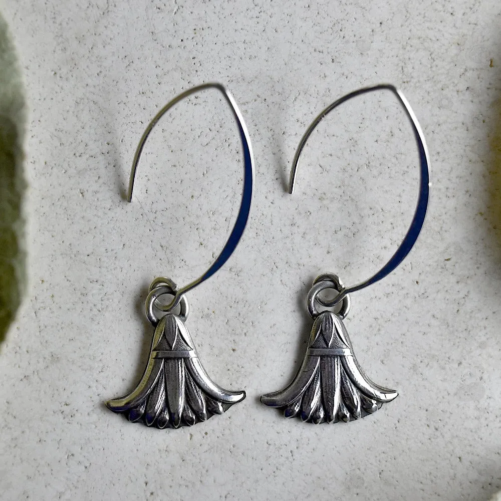 'Egyptian Revival' Silver Drop Earrings