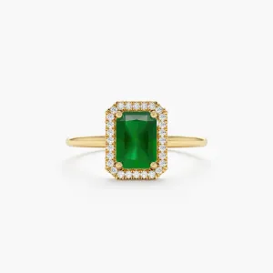 Emerald and Diamond Bold Engagement Ring, Juliet