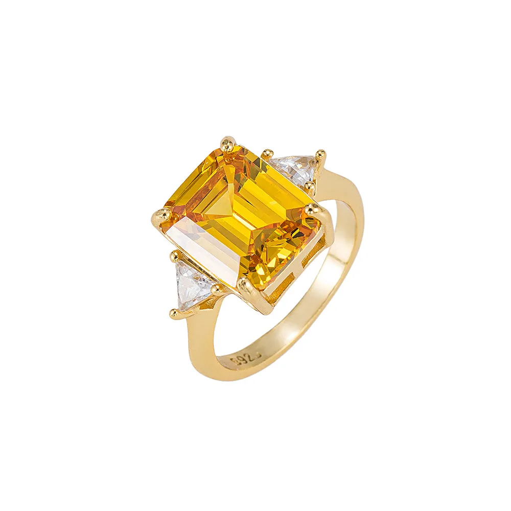 Emerald Cut Citrine Ring
